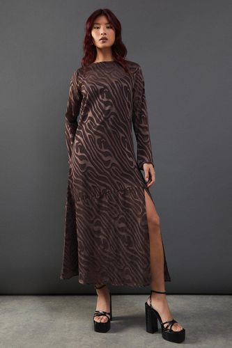 Womens Petite Burnout Chiffon Column Long Sleeve Maxi Dress - - 16 - Warehouse - Modalova