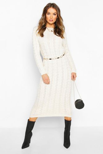 Womens Cable Knit Midi Dress - - L - boohoo - Modalova
