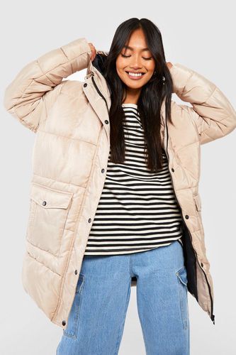 Womens Pocket Detail Hooded Puffer Jacket - - 10 - boohoo - Modalova