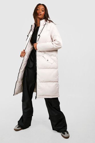 Womens Longline Hooded Padded Puffer Jacket - - 12 - boohoo - Modalova