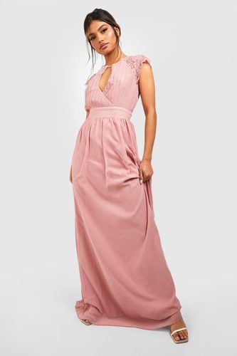 Womens Lace Detail Wrap Pleated Maxi Dress - - 18 - boohoo - Modalova