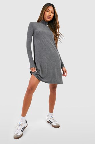 Womens Basics Roll Neck Long Sleeve Mini Dress - - 12 - boohoo - Modalova