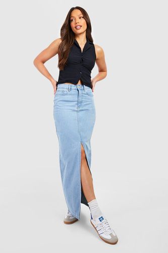 Womens Tall Denim Split Front Maxi Skirt - - 12 - boohoo - Modalova