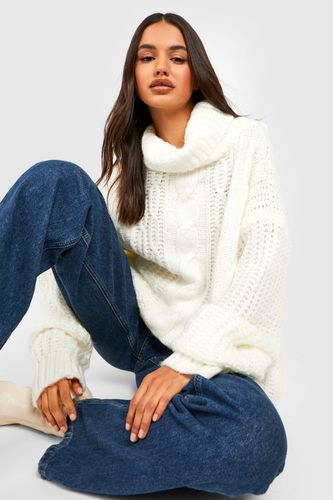 Womens Roll Neck Cable Knitted Jumper - - M/L - boohoo - Modalova