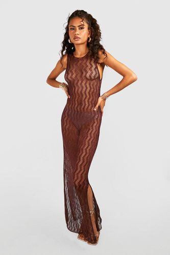 Womens Metallic Crochet Maxi Dress - - M - boohoo - Modalova