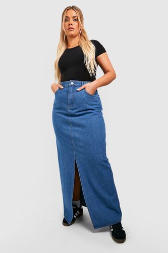 Womens Plus Denim Split Front Maxi Skirt - - 18 - boohoo - Modalova