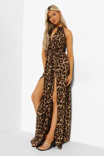 Womens Tall Leopard Backless Maxi Dress - - 10 - boohoo - Modalova