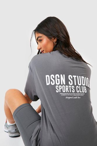 Womens Sports Club Slogan Oversized T-shirt - - L - boohoo - Modalova