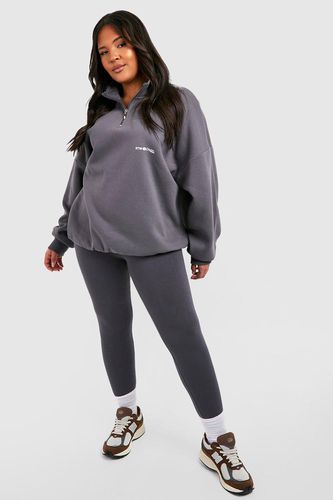 Womens Plus Oversized Dsgn Half Zip Sweatshirt And Legging Set - - 20 - boohoo - Modalova