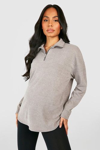 Womens Maternity Soft Knit Half Zip Jumper - - 10 - boohoo - Modalova