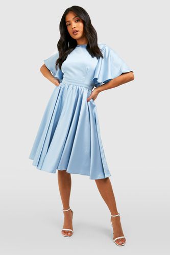 Womens Petite Premium Satin Angel Sleeve Midi Dress - - 8 - boohoo - Modalova