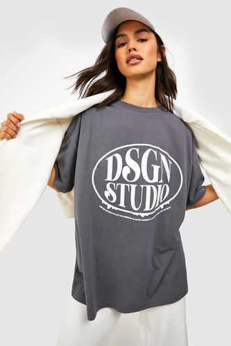 Womens Dsgn Studio Chest Print Oversized T-shirt - - M - boohoo - Modalova