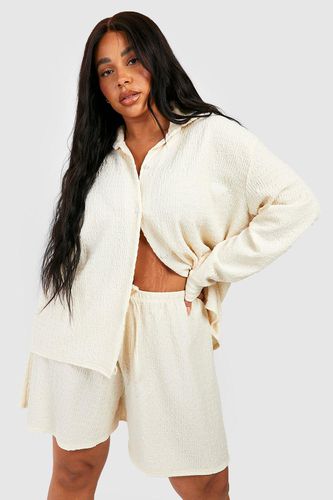 Womens Plus Textured Oversized Shirt - - 28 - boohoo - Modalova
