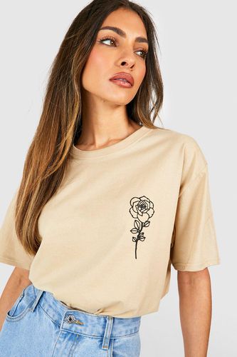 Womens Rose Pocket Print Oversized T-shirt - - L - boohoo - Modalova