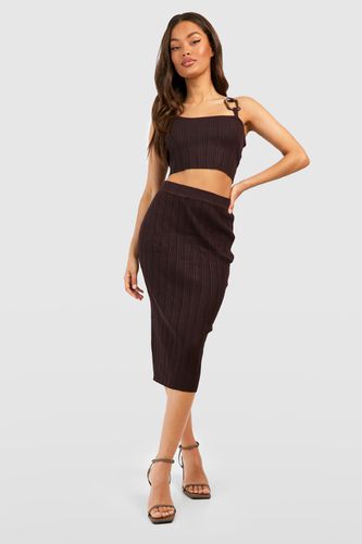 Womens Buckle Detail Fine Gauge Rib Knit Crop Top & Skirt Set - - XL - boohoo - Modalova