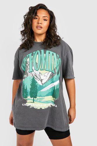 Womens Plus Wyoming Washed T-shirt - - 20 - boohoo - Modalova