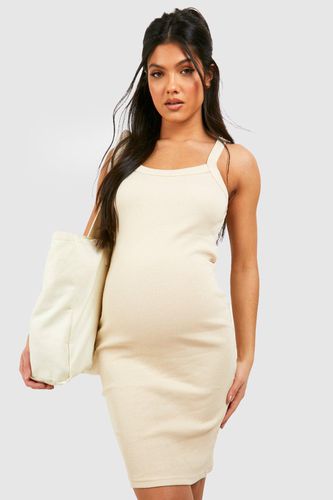 Womens Maternity Premium Rib Strappy Mini Dress - - 14 - boohoo - Modalova