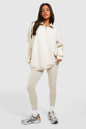 Womens Half Zip Oversized Sweatshirt And Legging Set - - L - boohoo - Modalova