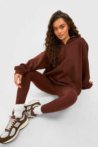 Womens Half Zip Sweatshirt And Legging Set - - S - boohoo - Modalova