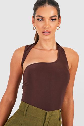 Womens Slinky Asymmetric Bodysuit - - 12 - boohoo - Modalova