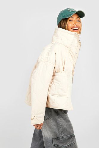 Womens Quilted Toggle Detail Funnel Neck Puffer Jacket - - 14 - boohoo - Modalova