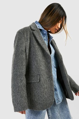 Womens Oversized Textured Wool Blazer - - 10 - boohoo - Modalova