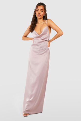 Womens Lace Detail Satin Maxi Dress - - 16 - boohoo - Modalova