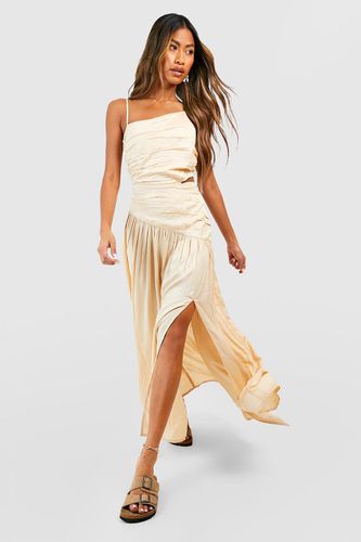 Womens Linen Asymmetric Waist Detail Maxi Dress - - 14 - boohoo - Modalova
