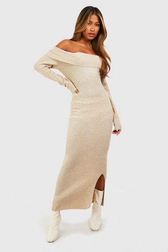 Womens Soft Knit Bardot Maxi Jumper Dress - - L - boohoo - Modalova
