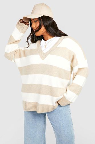 Womens Plus V Neck Stripe Jumper - - 16-18 - boohoo - Modalova