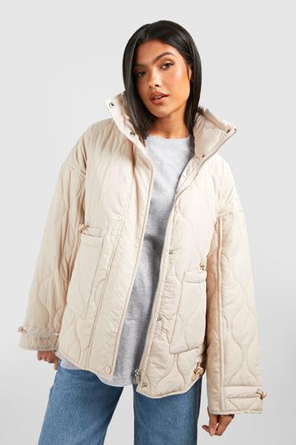 Womens Maternity Quilted Toggle Detail Funnel Neck Puffer Jacket - - 14 - boohoo - Modalova