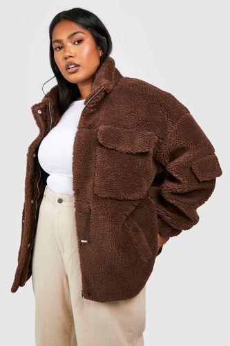 Womens Plus Teddy Faux Fur Utility Jacket - - 18 - boohoo - Modalova