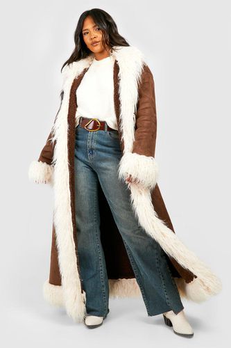 Womens Plus Faux Fur Trim Suedette Coat - - 16 - boohoo - Modalova