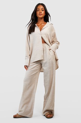 Womens Cotton Tonal Pinstripe Pyjama Trouser - - 10 - boohoo - Modalova
