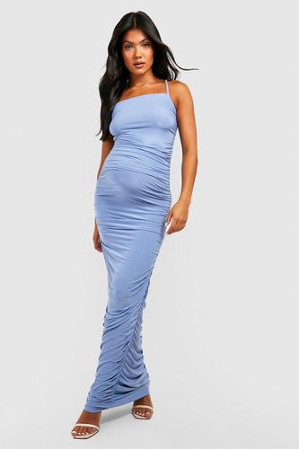 Womens Maternity Ruched Strappy Slinky Maxi Dress - - 12 - boohoo - Modalova