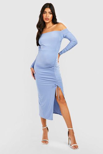 Womens Maternity Ruched Slinky Midi Dress - - 16 - boohoo - Modalova
