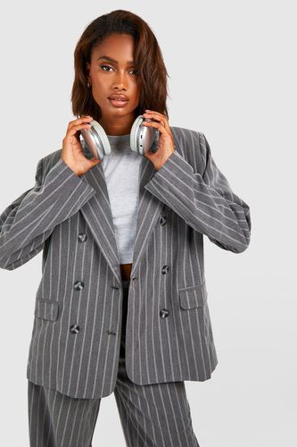Womens Premium Pinstripe Oversized Tailored Blazer - - 16 - boohoo - Modalova