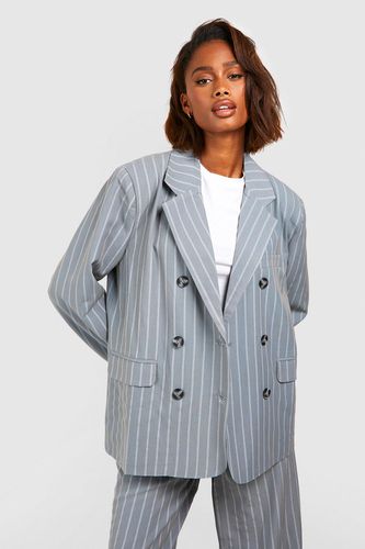 Womens Premium Pinstripe Oversized Tailored Blazer - - 14 - boohoo - Modalova