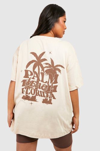 Womens Plus Palm Beach Back Print Oversized T-shirt - - 16 - boohoo - Modalova