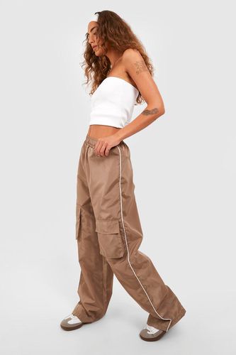 Womens Stripe Shell Straight Leg Cargo trousers - - 10 - boohoo - Modalova