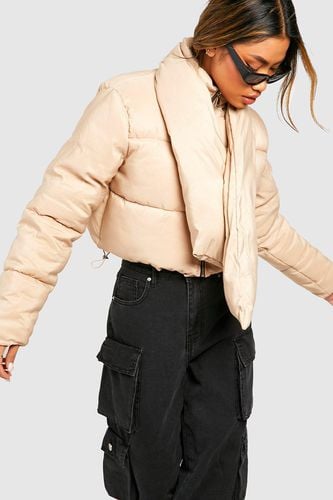 Womens Scarf Detail Puffer Jacket - - 12 - boohoo - Modalova