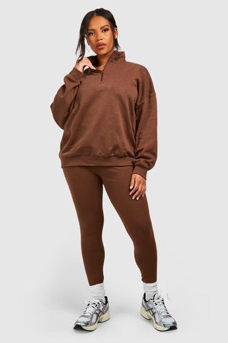 Womens Plus Oversized Half Zip Sweatshirt And Legging Set - - 16 - boohoo - Modalova