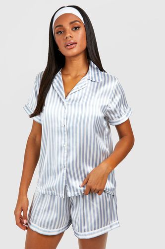Womens Contrast Stripe Pyjama Short Set - - 10 - boohoo - Modalova