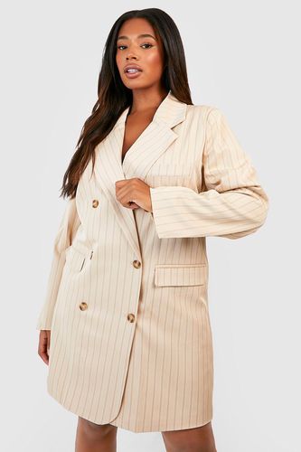 Womens Plus Premium Pinstripe Oversized Blazer Dress - - 18 - boohoo - Modalova