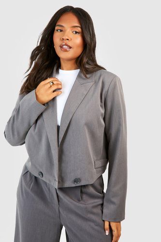 Womens Plus Marl Boxy Cropped Tailored Blazer - - 16 - boohoo - Modalova