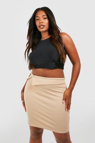 Womens Plus Crepe Fold Over Waist Mini Skirt - - 20 - boohoo - Modalova