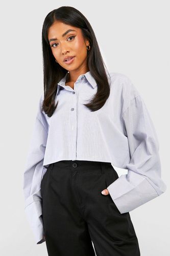 Womens Petite Cropped Stripe Shirt - - 12 - boohoo - Modalova