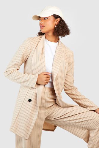 Womens Tall Basic Jersey Pinstripe Relaxed Fit Blazer - - 10 - boohoo - Modalova