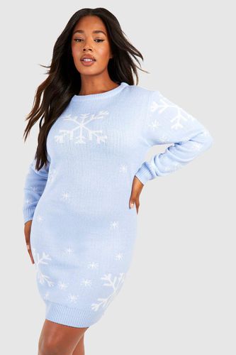 Womens Plus Snowflake Christmas Jumper Dress - - 18 - boohoo - Modalova