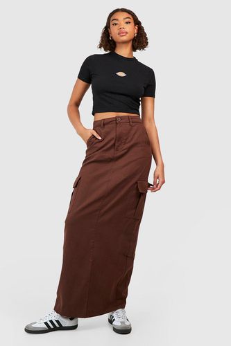Womens Tall High Waisted Twill Cargo Maxi Skirt - - 8 - boohoo - Modalova